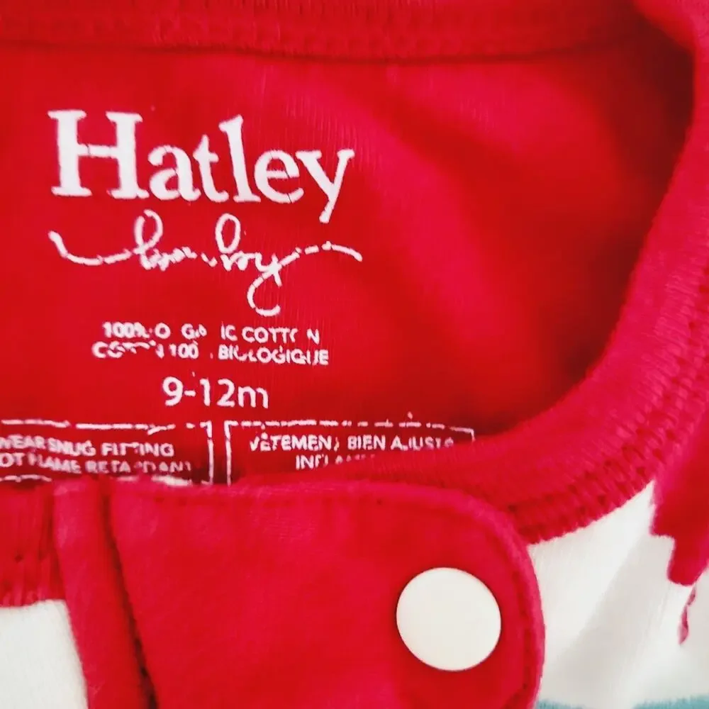 9-12M Hatley reindeer footed zip up one piece